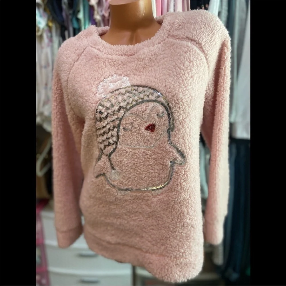 Cozy Pink Penguin Sweater